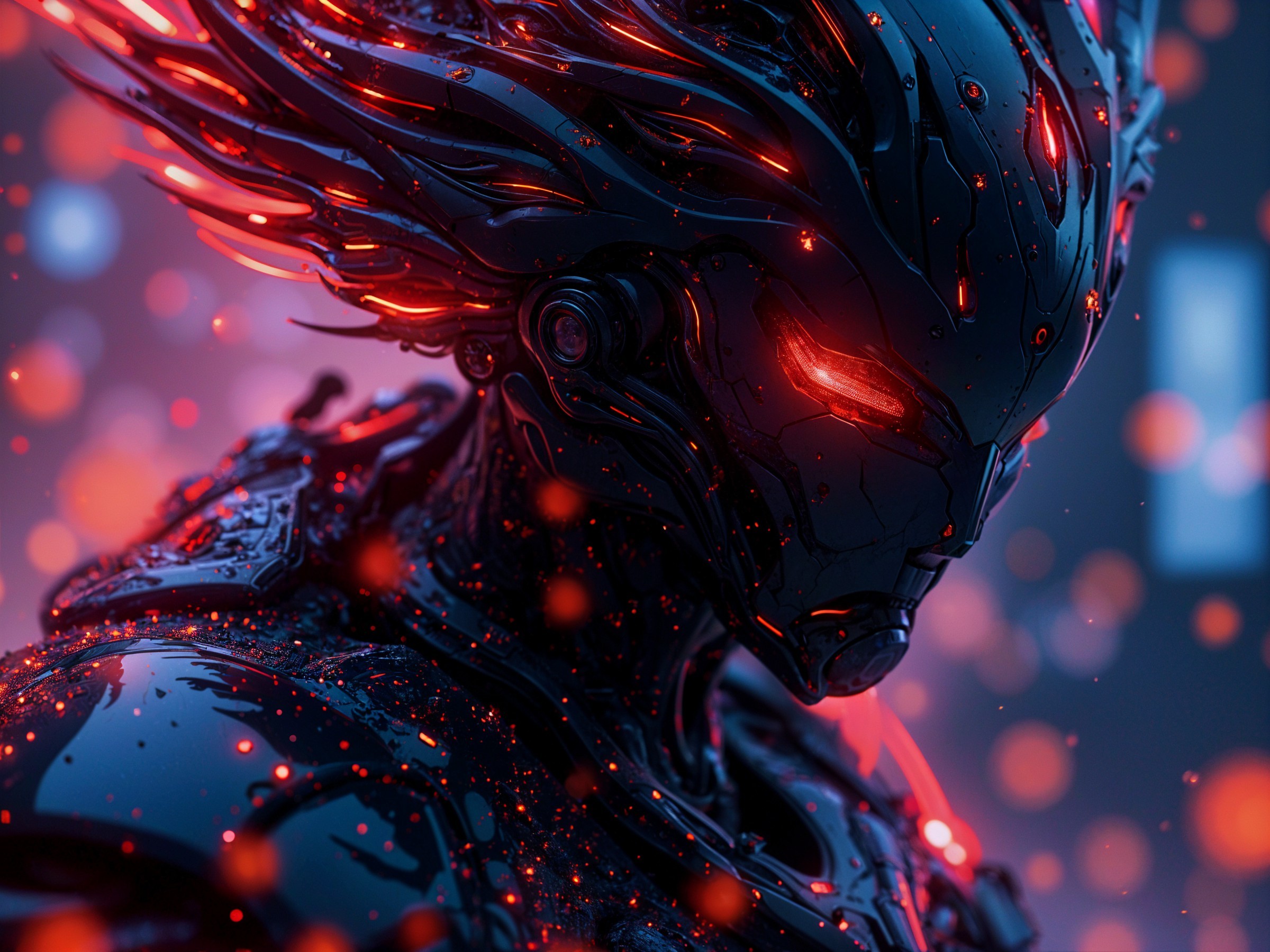 Futuristic Robotic Figure with Metallic Features