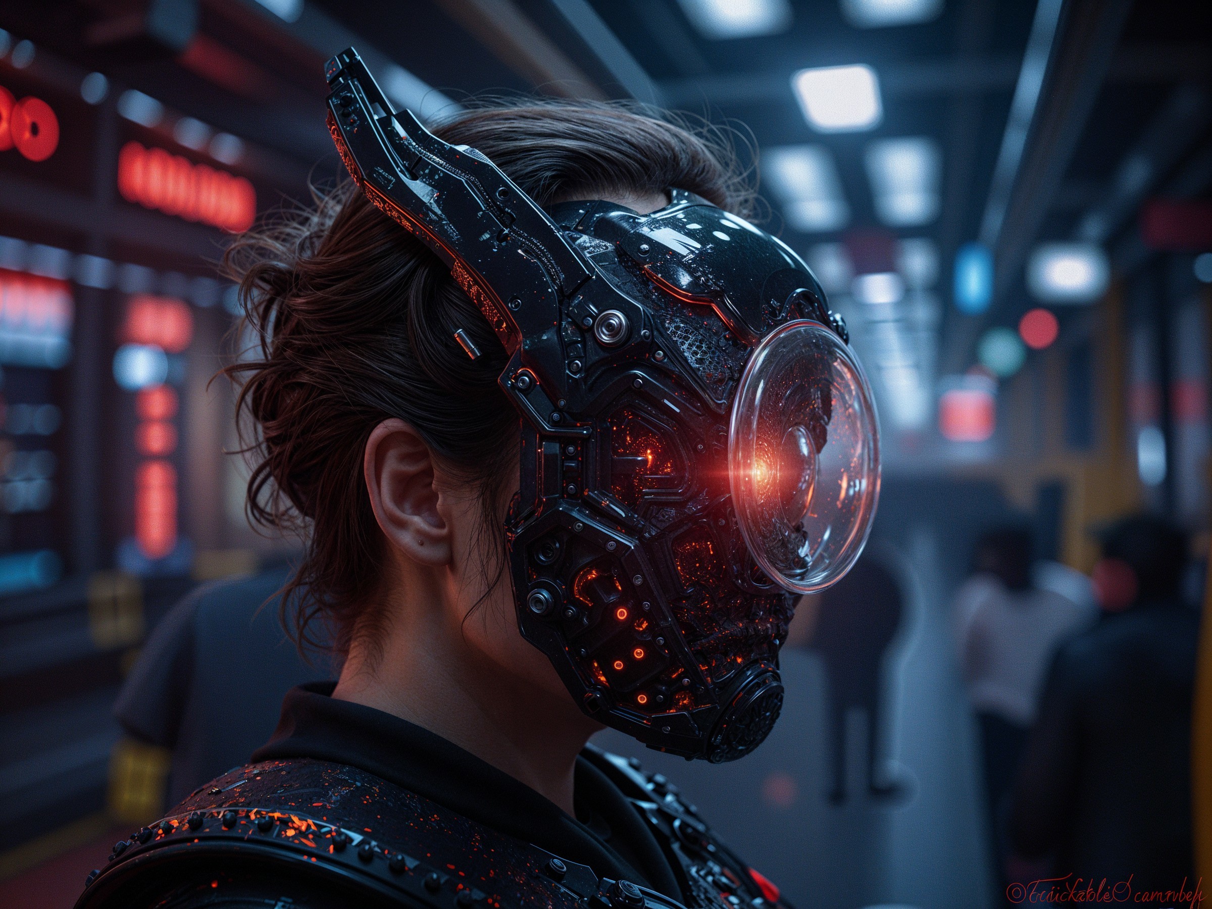 Futuristic Figure in Cyberpunk Urban Setting