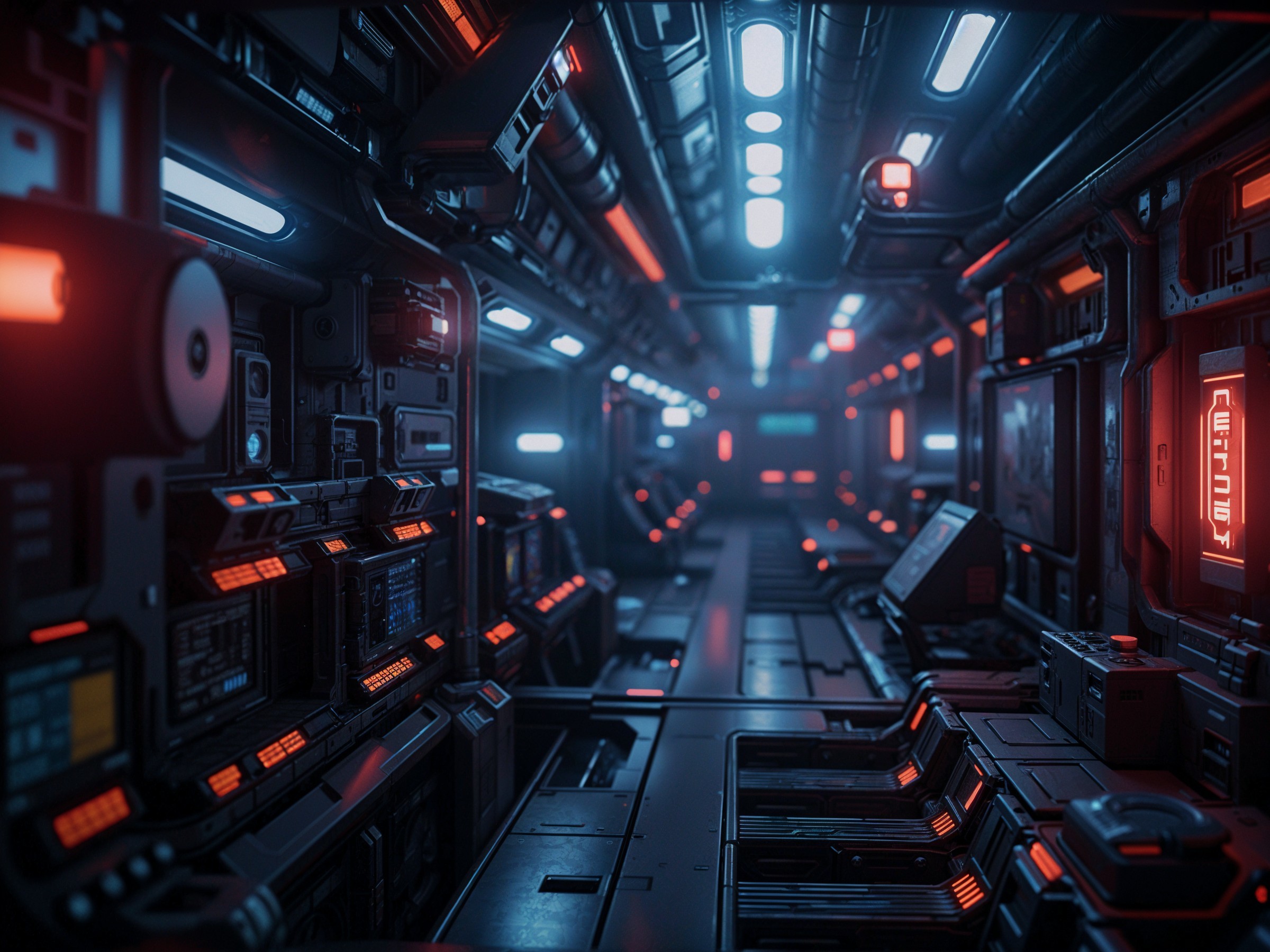 Futuristic High-Tech Corridor with Neon Lights