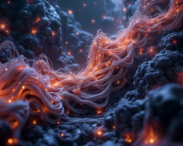 Vibrant Abstract Landscape with Cosmic Elements