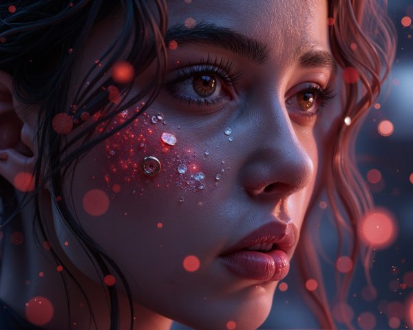 Close-Up of Young Woman with Sparkling Features