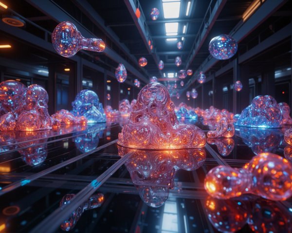 Futuristic Scene with Colorful Translucent Forms