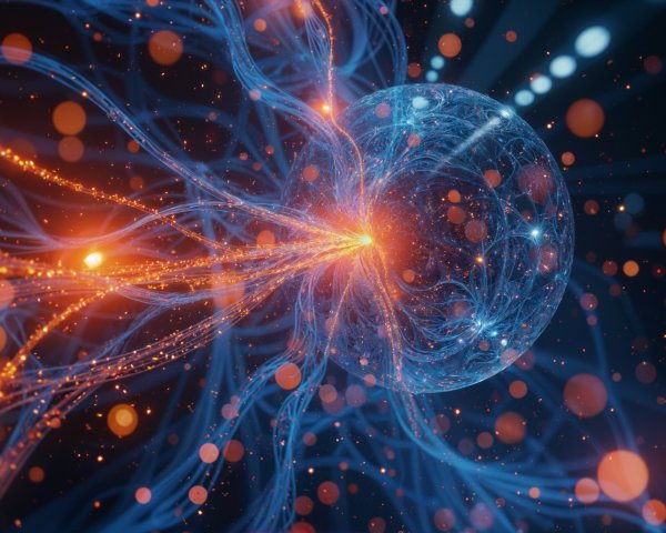 Abstract Energy Flow with Central Glowing Sphere