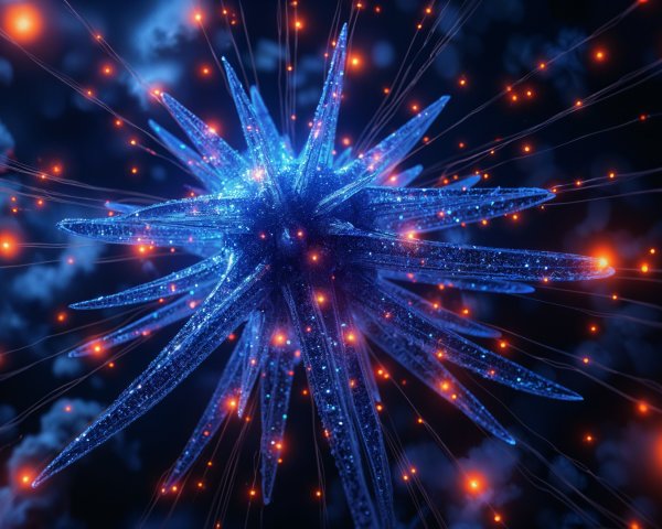 Futuristic Structure Resembling Microorganism in Blue
