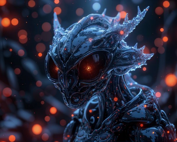 Futuristic humanoid robot with metallic texture and glow