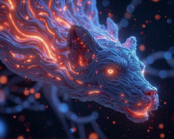Wolf-like creature formed from glowing tendrils of light