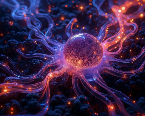 Abstract Sphere with Translucent Tendrils and Glow