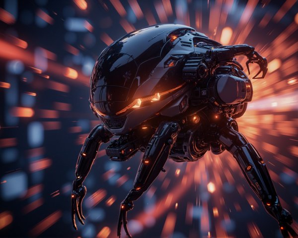 Futuristic Spider-Like Robot with Glowing Accents