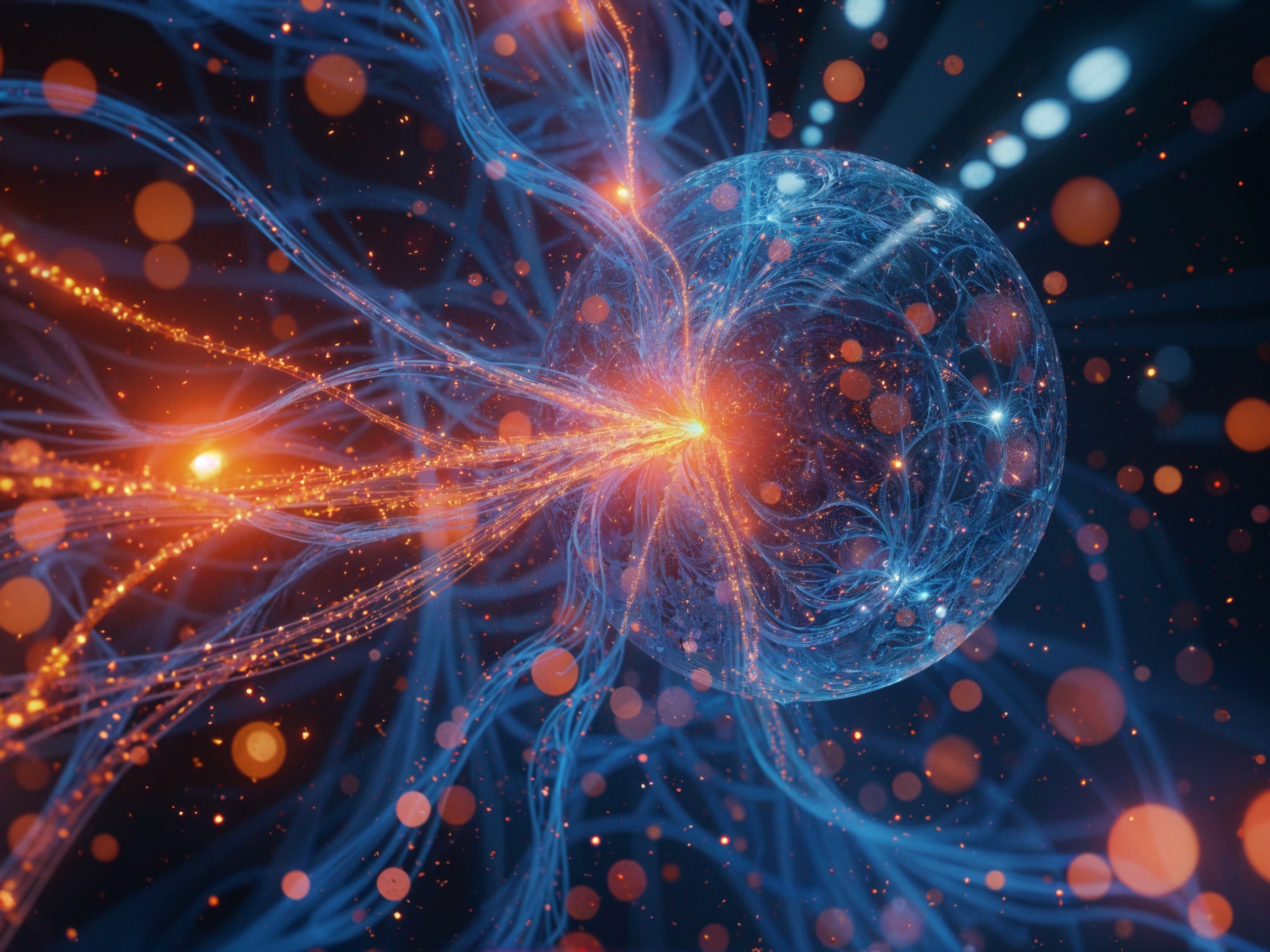 Abstract Energy Flow with Central Glowing Sphere