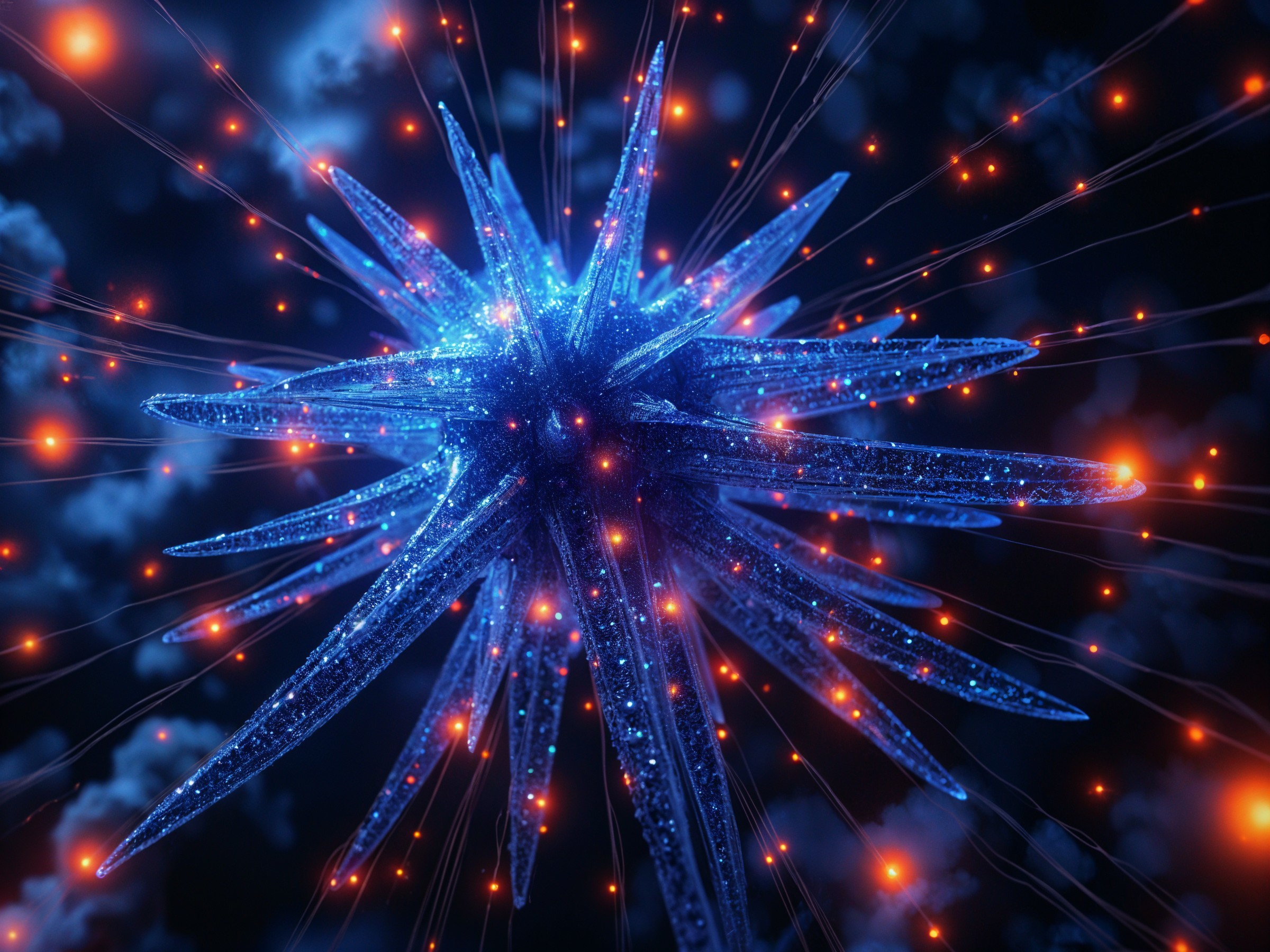 Futuristic Structure Resembling Microorganism in Blue