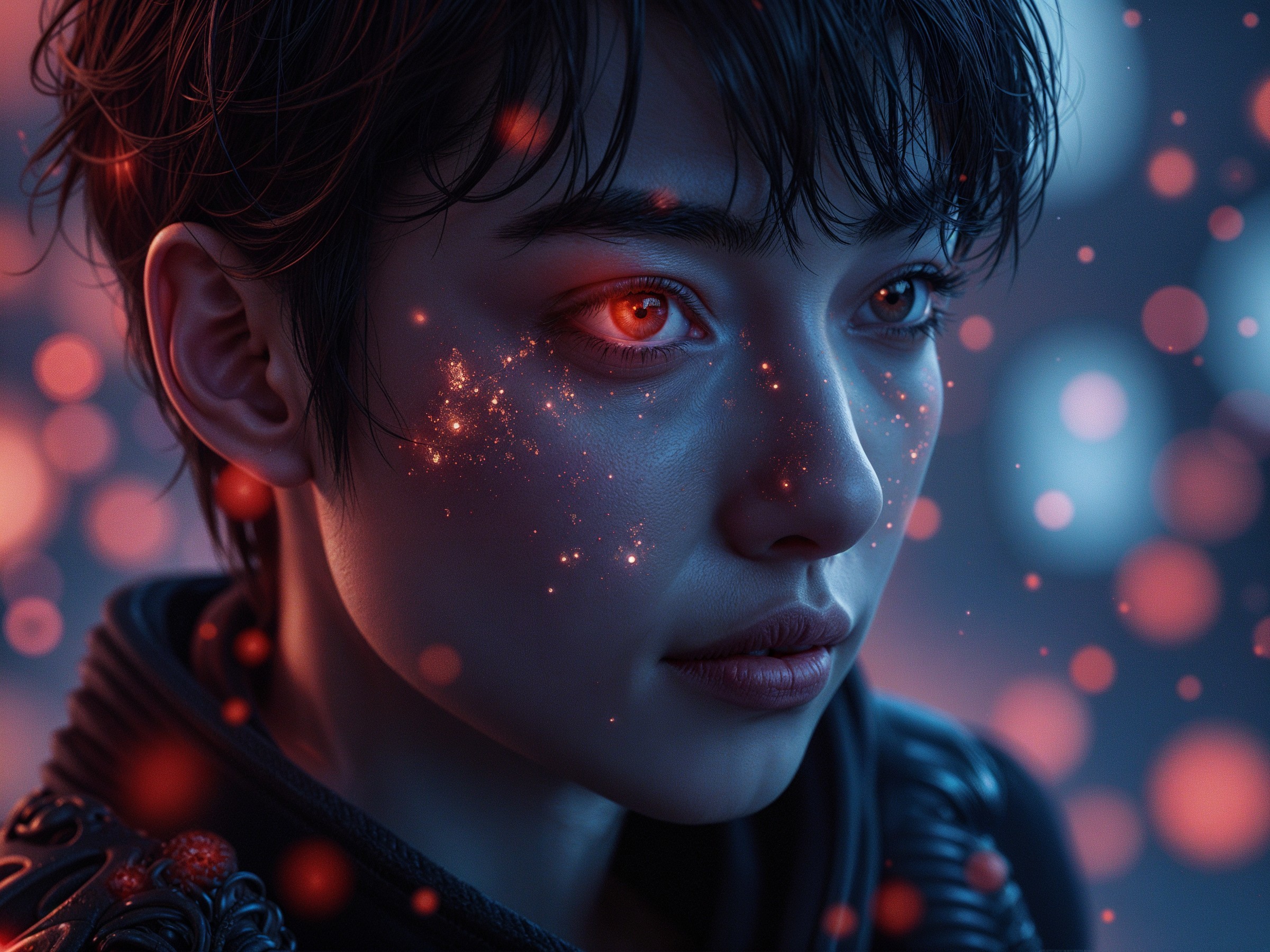 Close-Up Portrait of a Young Person with Sci-Fi Aesthetic