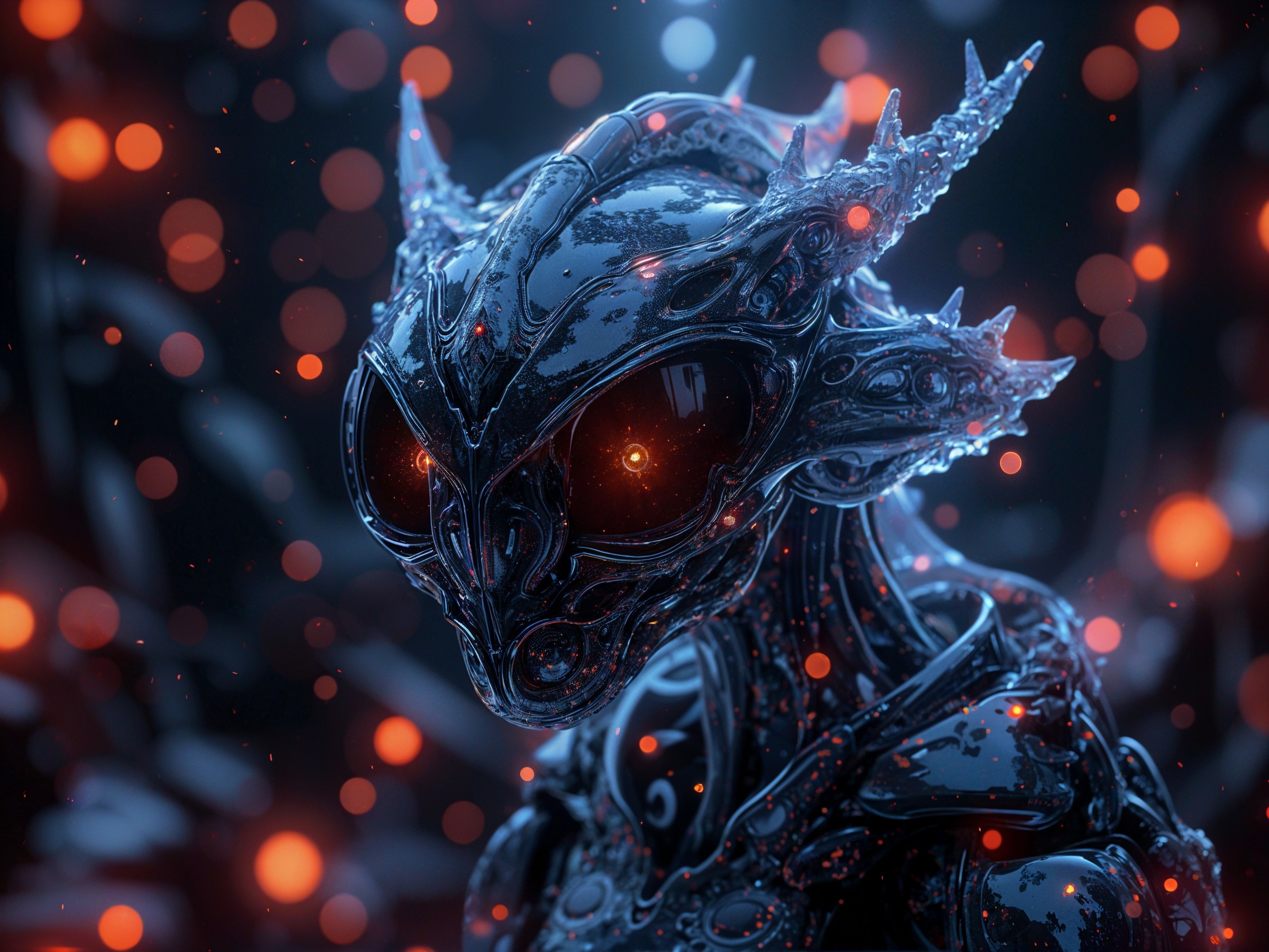 Futuristic humanoid robot with metallic texture and glow