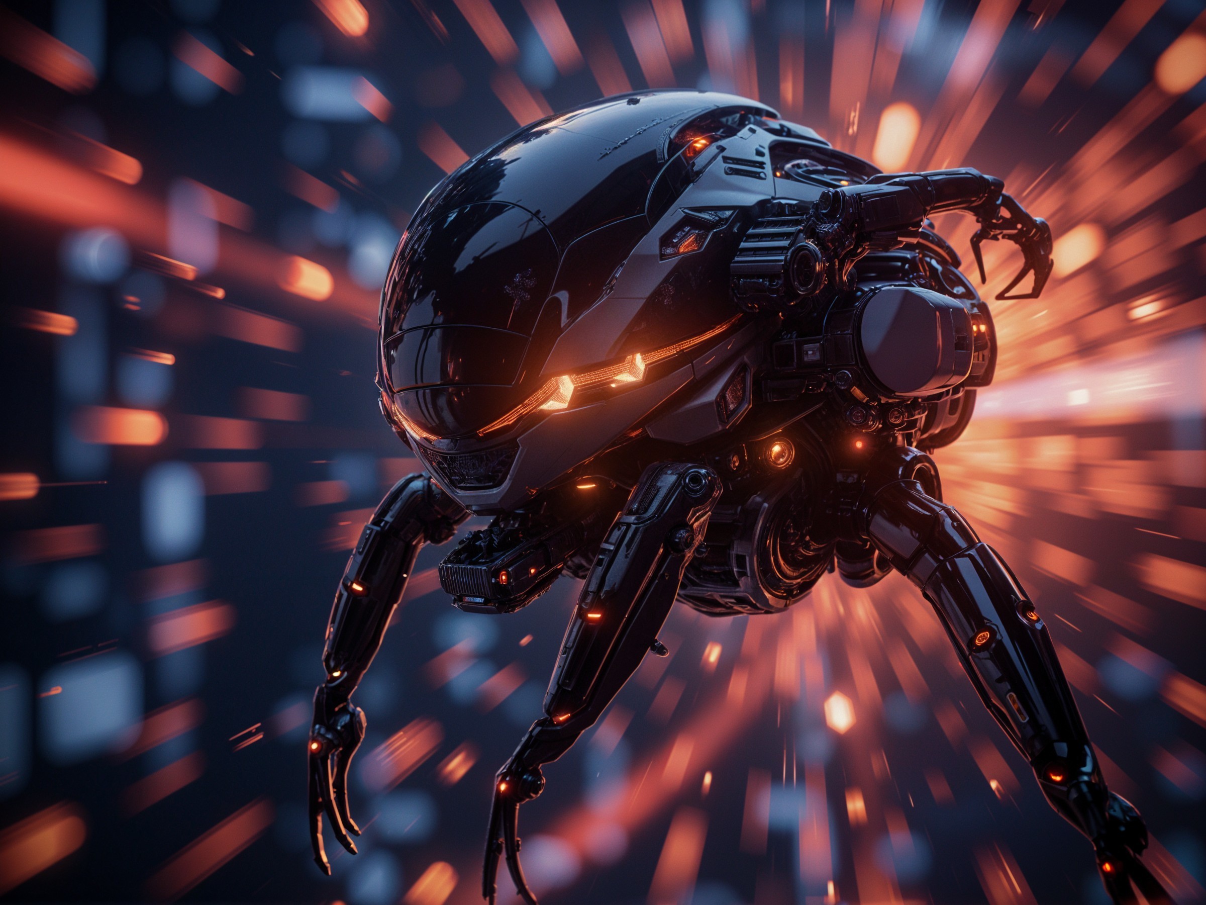 Futuristic Spider-Like Robot with Glowing Accents