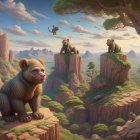 Whimsical Underwater Landscape with Coral and Creatures