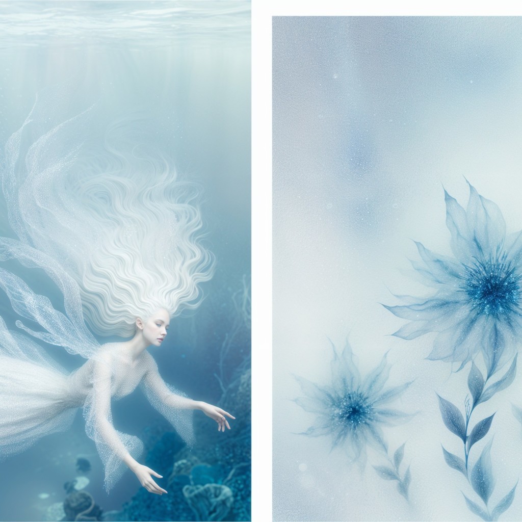 Serene Underwater Scene with a Fair-Haired Mermaid