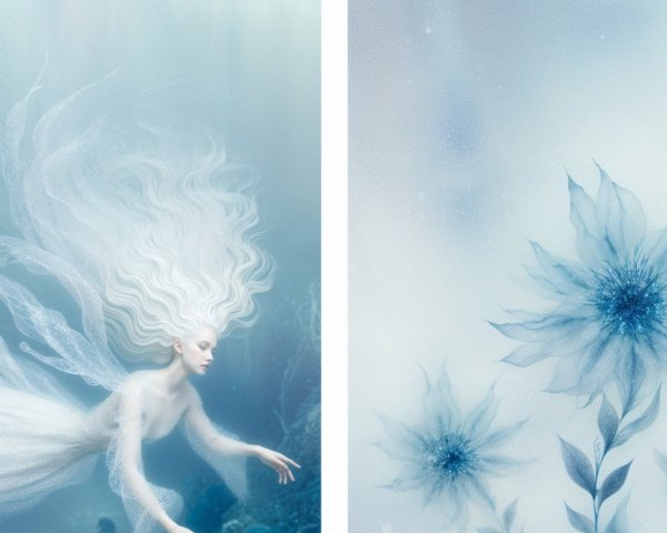 Serene Underwater Scene with a Fair-Haired Mermaid