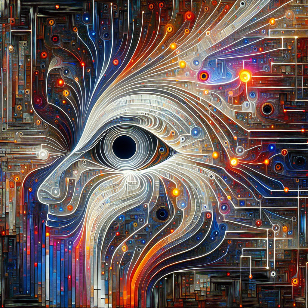 Surreal Human Face Merged with Intricate Circuitry