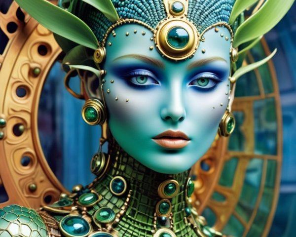 Detailed Fantasy Figure with Nature Elements