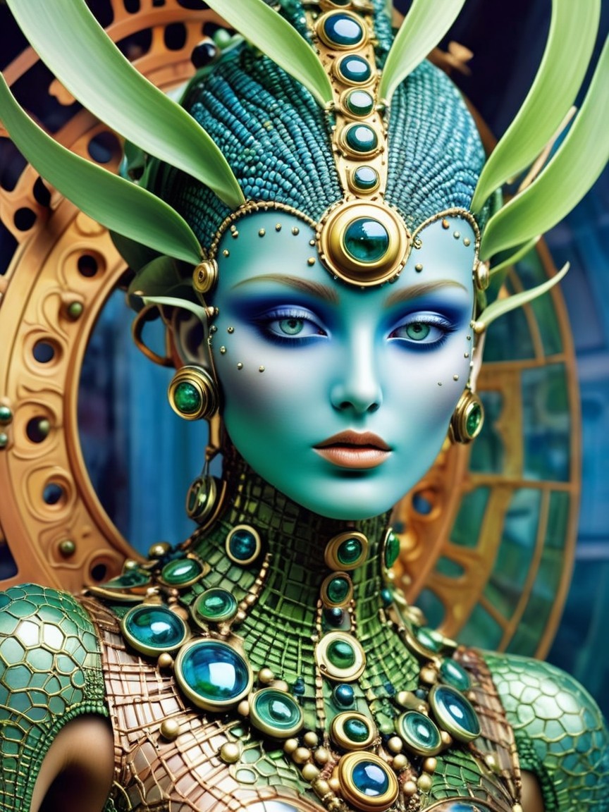 Detailed Fantasy Figure with Nature Elements