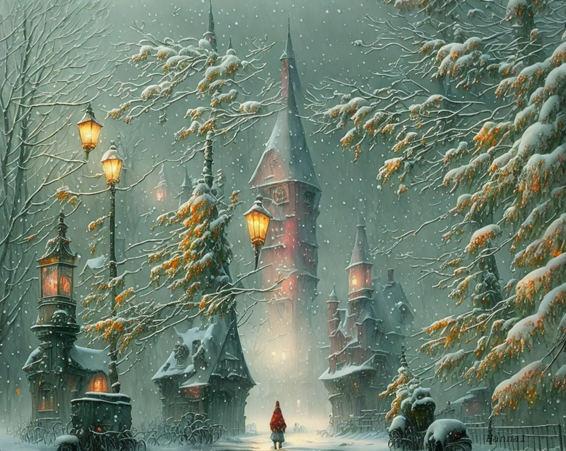 Snow-Covered Village with Whimsical Architecture