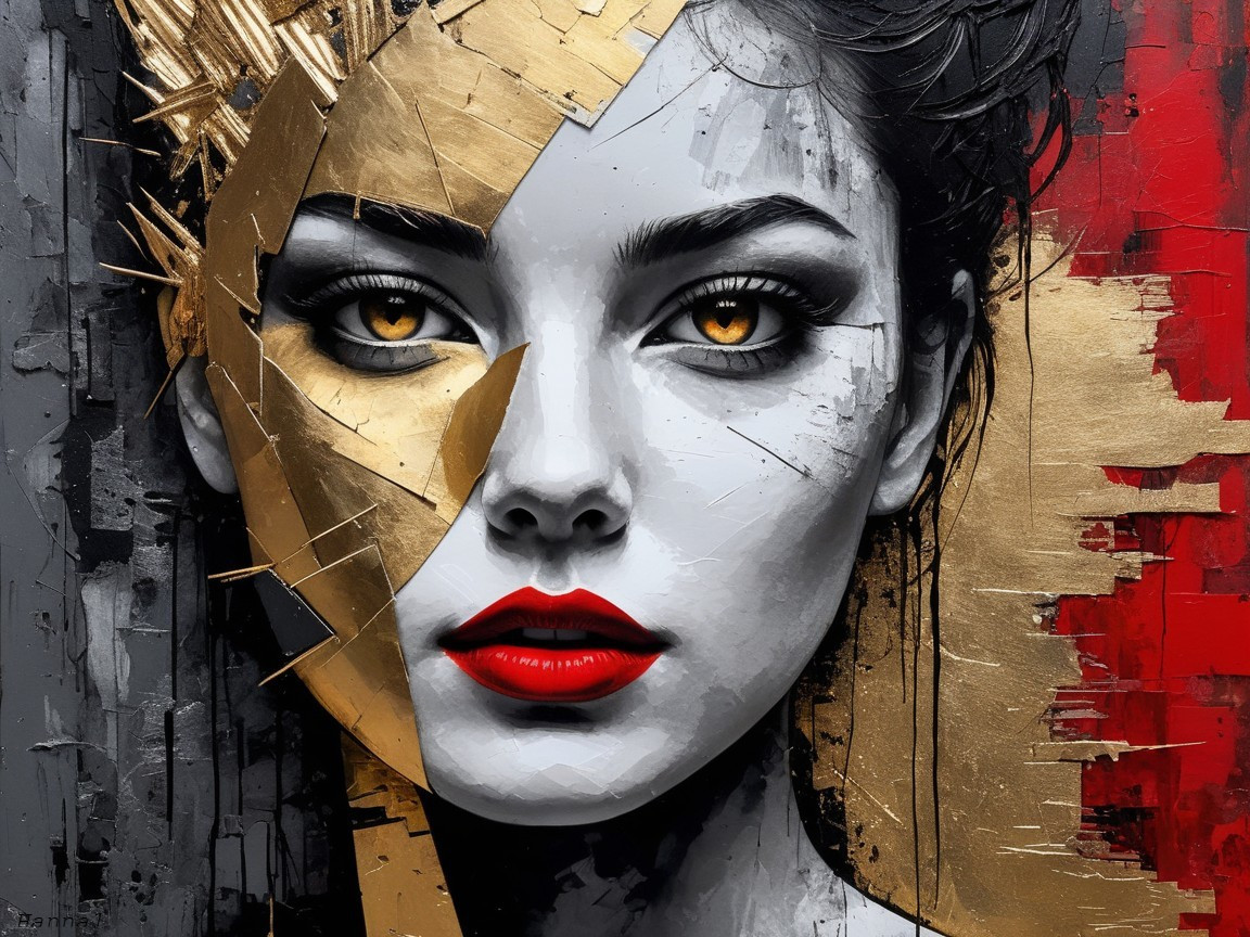Portrait of a Woman with Contrasting Textures and Colors