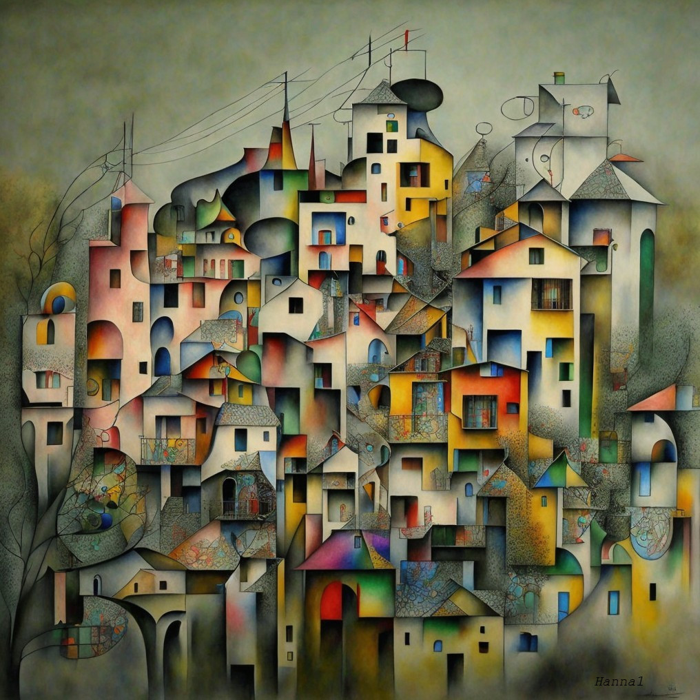 Whimsical Cityscape with Abstract Buildings and Colors