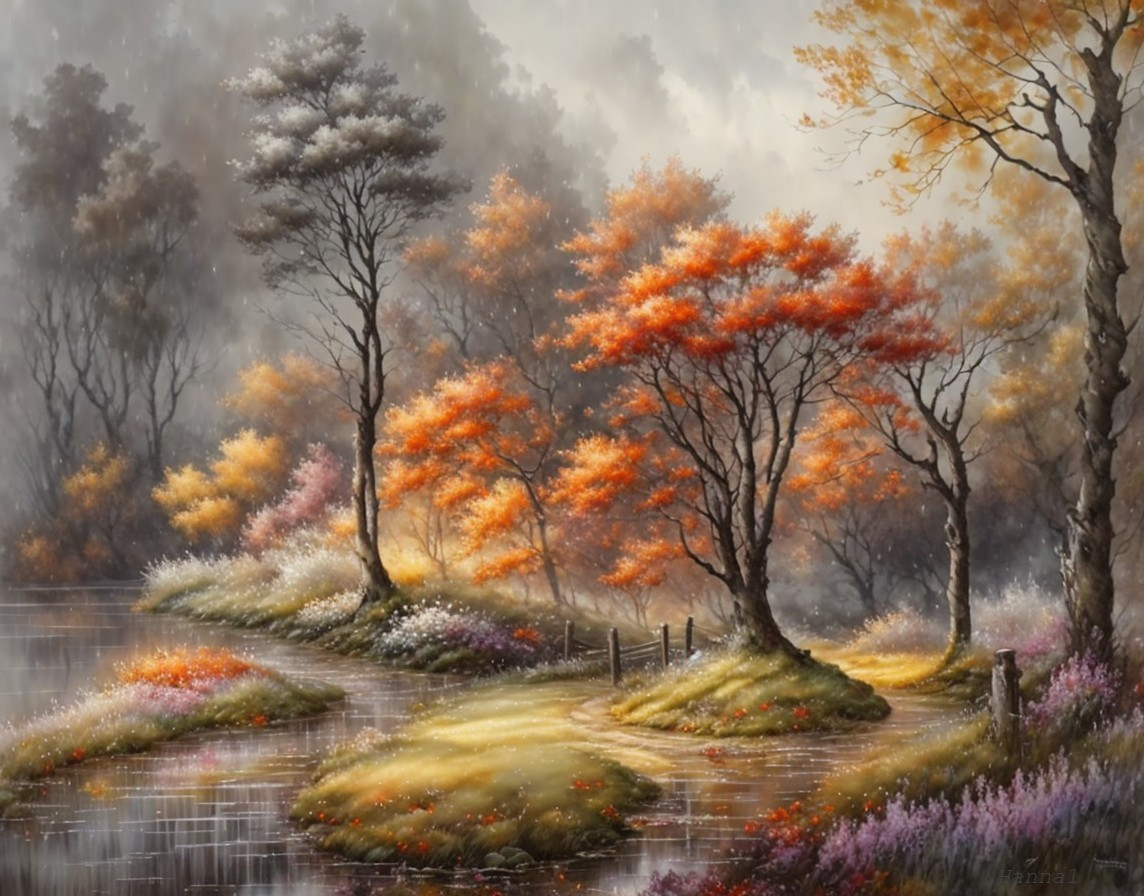 Tranquil Autumn Landscape with Colorful Foliage