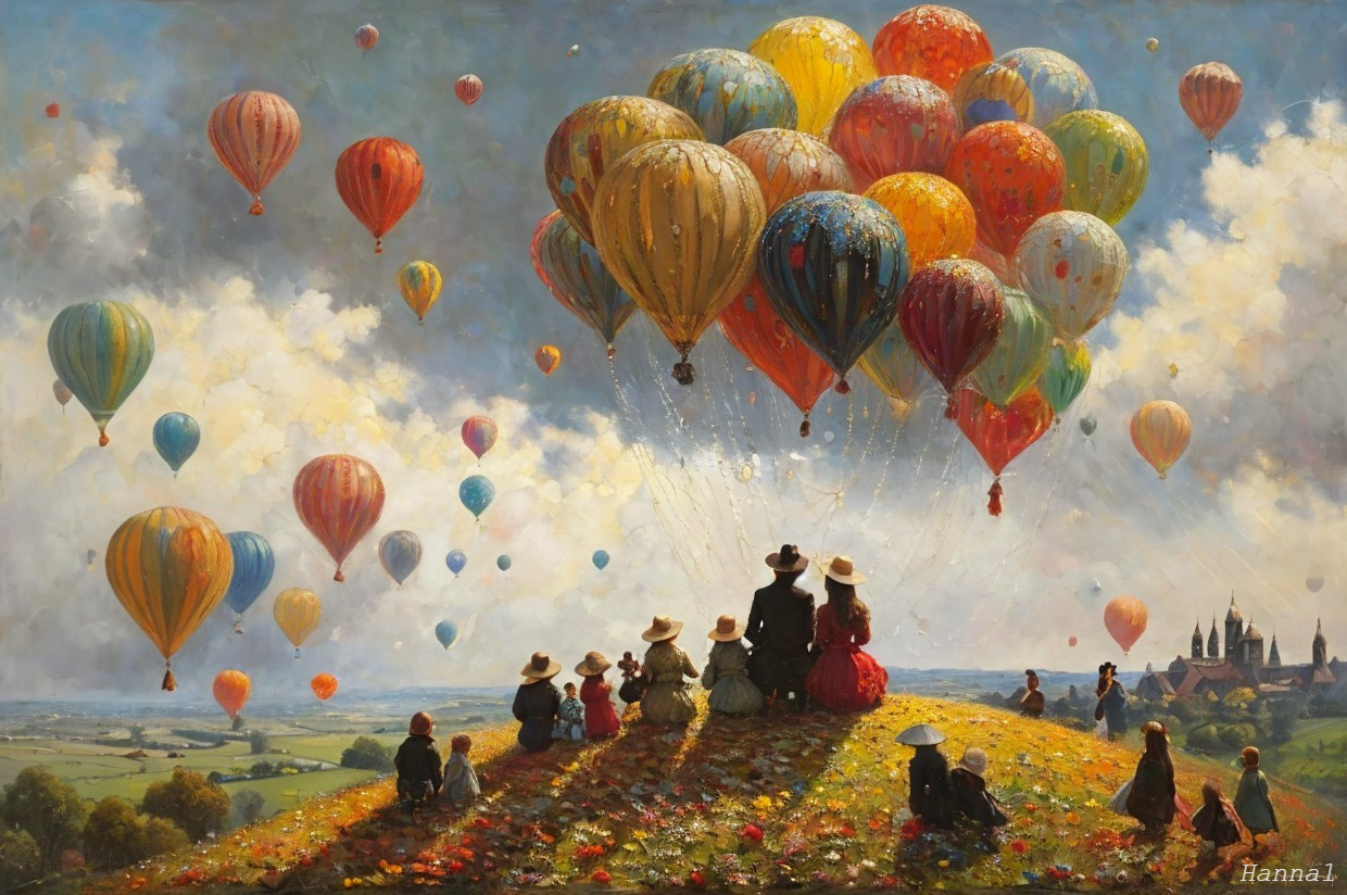 Colorful Hot Air Balloons Over a Scenic Landscape