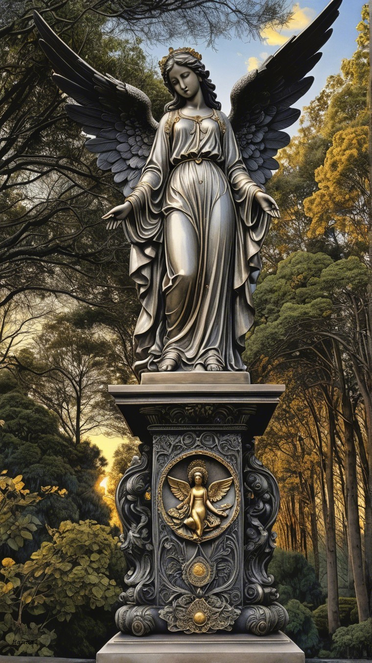 Majestic angel statue with detailed wings and robes