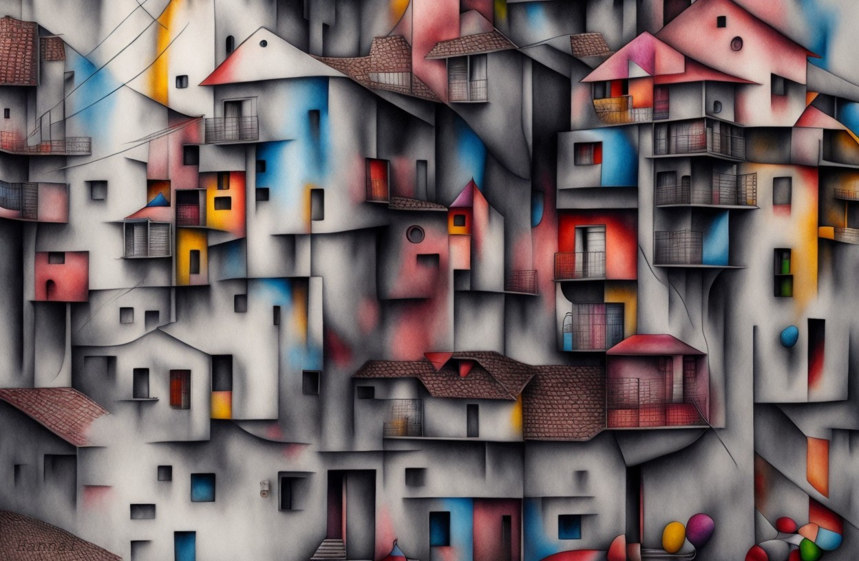 Vibrant Abstract Cityscape with Stylized Buildings