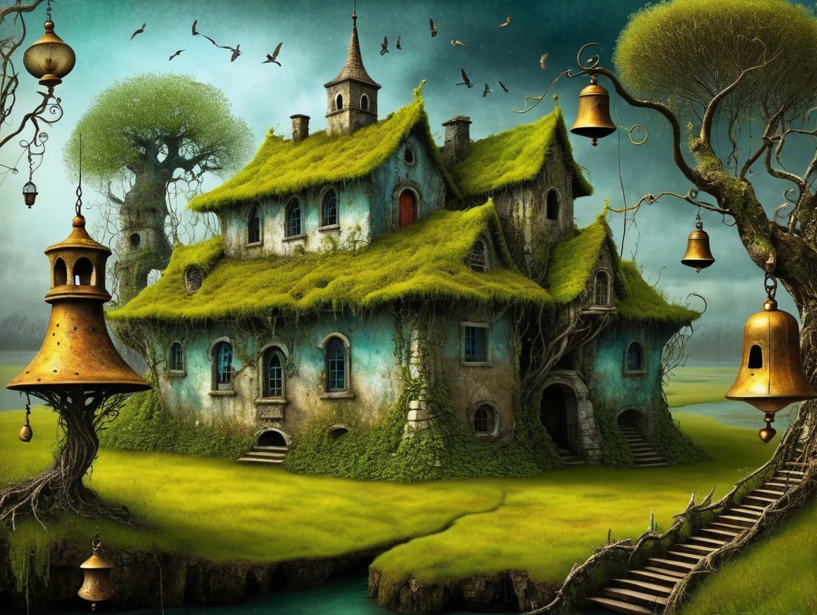Whimsical Overgrown House in a Surreal Landscape