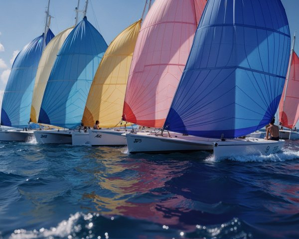 Vibrant Regatta with Colorful Sailboats on Azure Waters