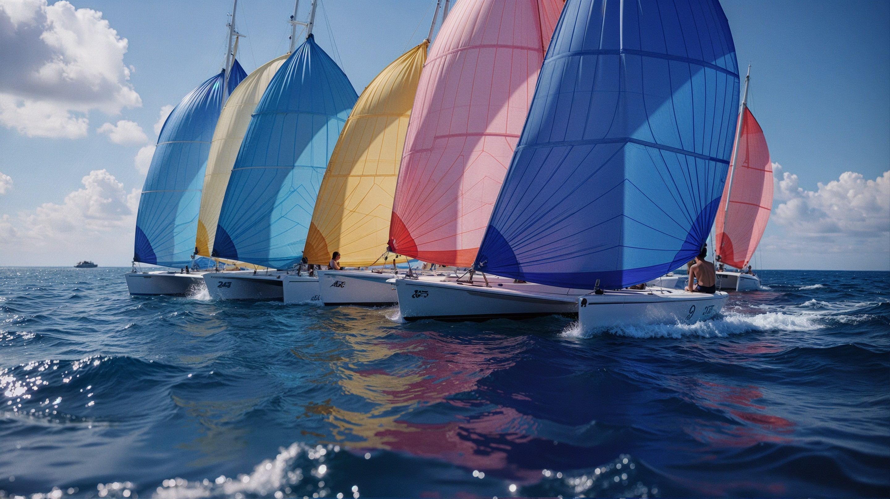 Vibrant Regatta with Colorful Sailboats on Azure Waters