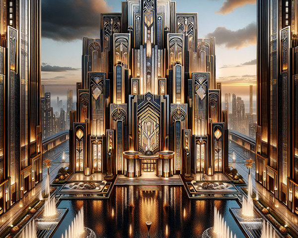 Futuristic Skyscraper Complex with Reflective Pool