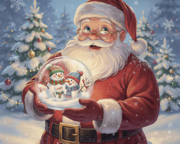 Cheerful Santa Claus in Detailed Oil Painting Style