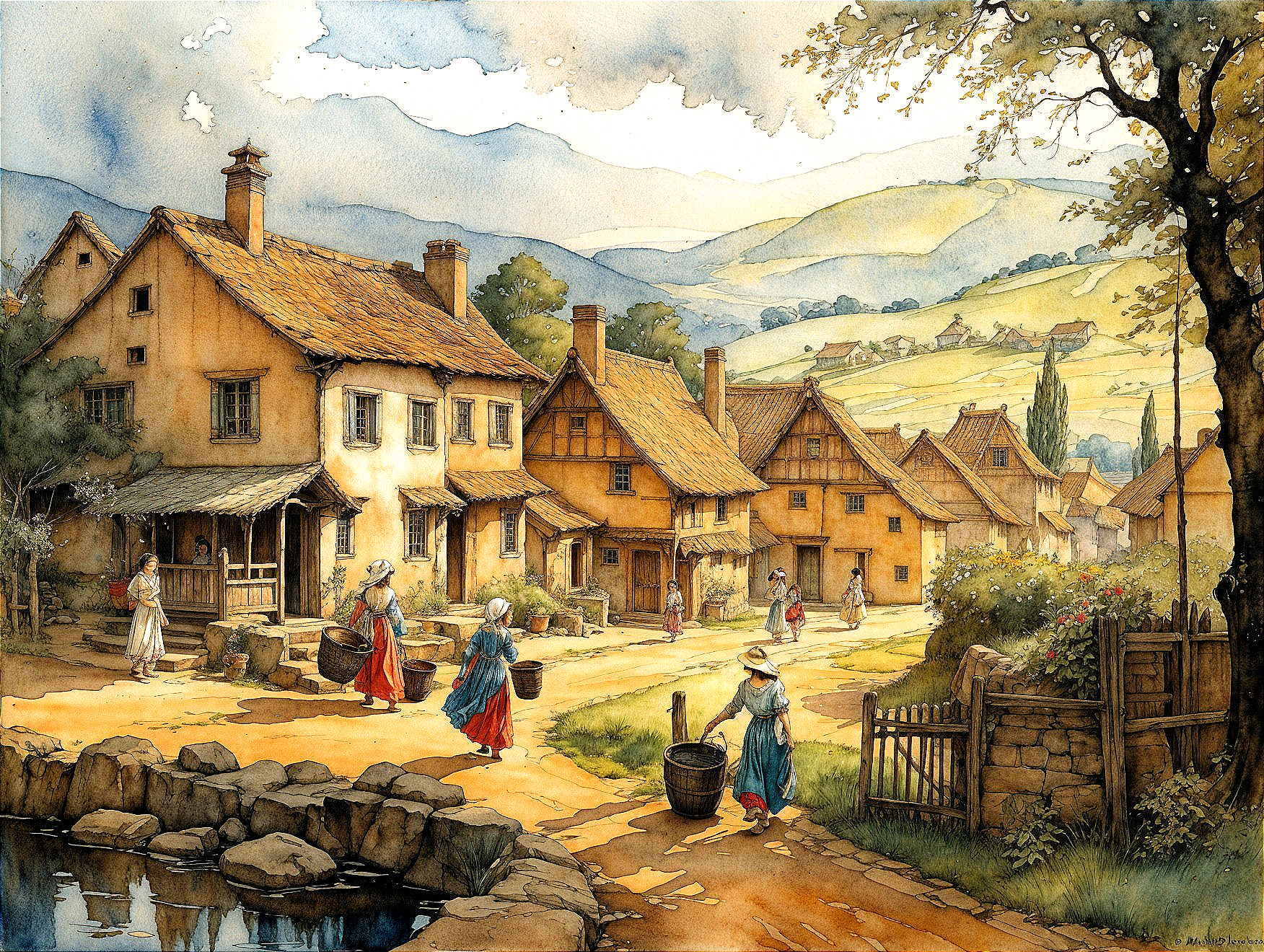 Charming Cottages in a Picturesque Rural Landscape