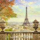 Surreal Landscape with Vibrant Trees and Castle