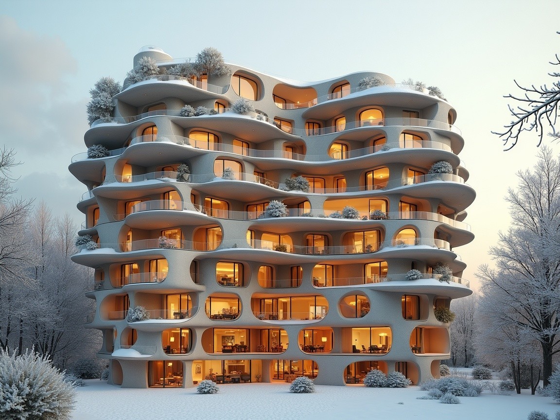 Modern Multi-Story Building with Organic Facade Design