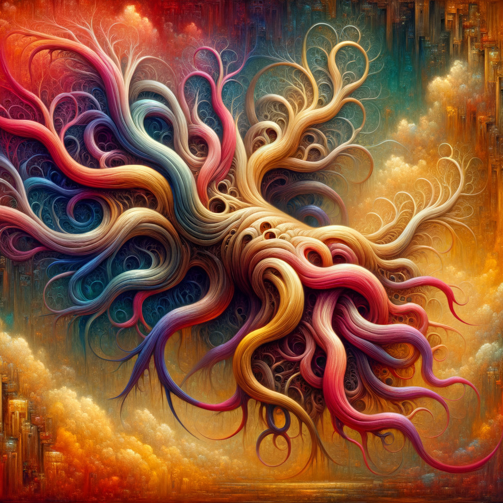Vibrant Abstract Design with Colorful Swirling Tendrils
