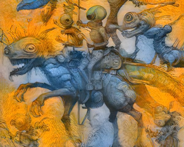 Surreal Scene with Whimsical Creature and Space Suit Figure