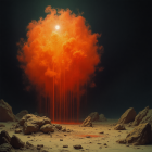 Dramatic Orange and Yellow Explosion in Rocky Landscape