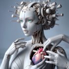 Humanoid Figure Blending Organic and Robotic Elements