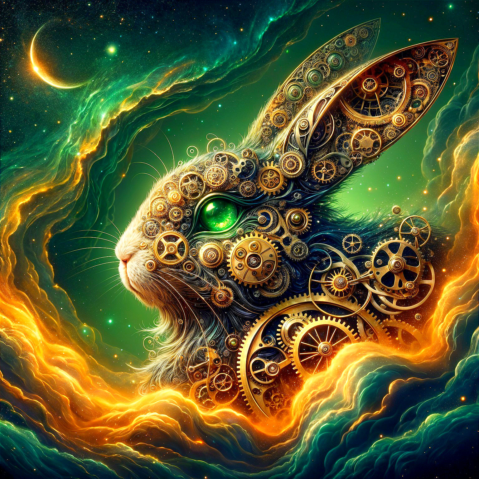 Mechanical Rabbit with Gears in Cosmic Setting