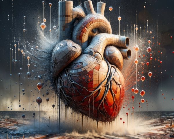 Surreal Heart of Geometric Shapes in Abstract Landscape