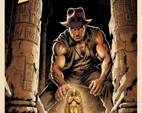 Comic-Style Illustration of an Adventurous Archaeologist