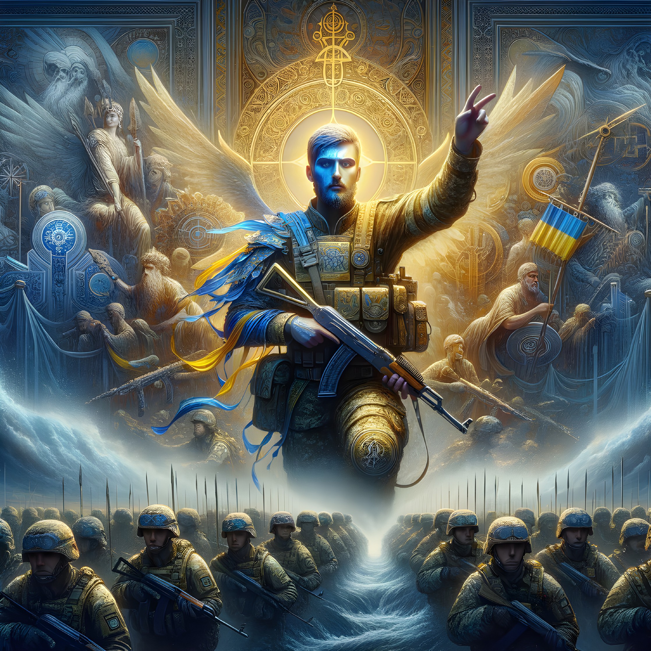 Heroic Military Figure Symbolizing Strength and Unity