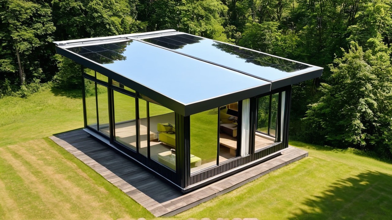 Modern Eco-Friendly Cabin Surrounded by Lush Forest