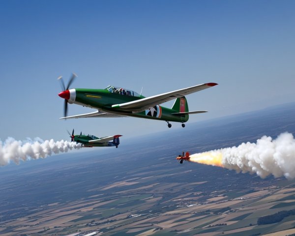 Aerial Display of Vintage Planes in Synchronized Maneuver