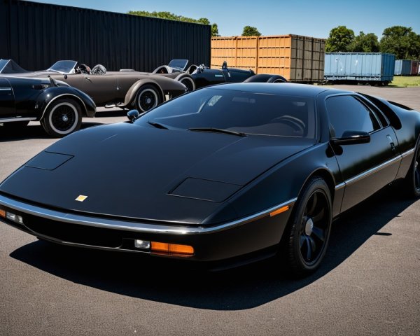 Matte Black Sports Car with Futuristic Design Details