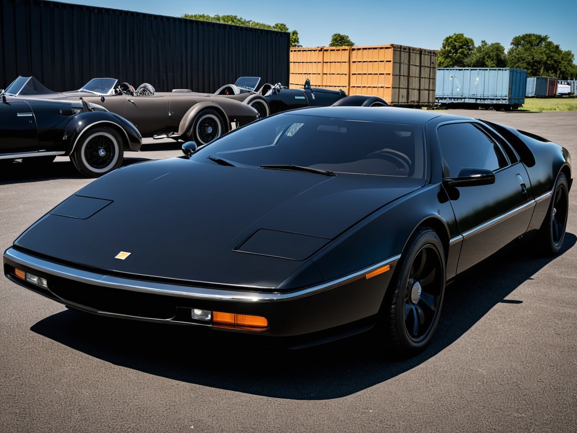 Matte Black Sports Car with Futuristic Design Details